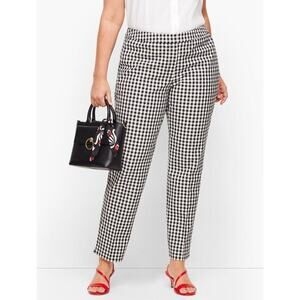 Talbots Hampshire Gingham Ankle Pant women's plus size 18W black/white